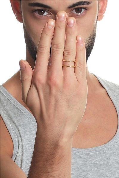 LABALABA Men's Lacquer Gold Color Plated Wire Wrap Ring