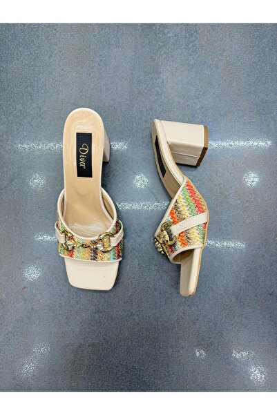 DİVA Diva Cream - Γυναικεία Καθημερινά Πολυτελή Τακούνια Παντόφλες