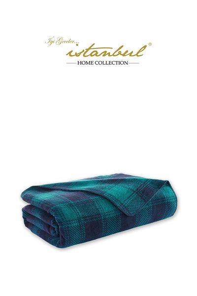 İyi Geceler İstanbul Green Cotton Double Ruby Blanket