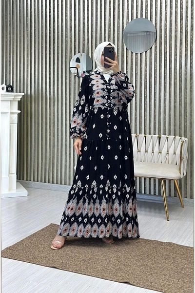 moda periy Comfortable Fit Katleya Loose Hijab Dress - Cotton and Viscon