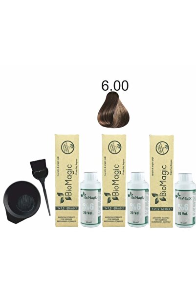 BIOMAGIC Organik Saç Boyası 6.00 Koyu Kumral 60ml X3 Adet+oksidan 90ml+boyama...