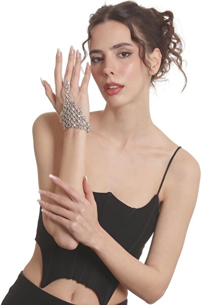 LABALABA Kadın Antik Gümüş Kaplama Beyaz Renk Taşlı Yüzüklü Şahmeran