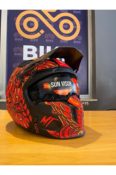 MT Helmets KASK MT STREETFIGHTER SV S HELLISH B5 MATT KIRMIZI-SİYAH