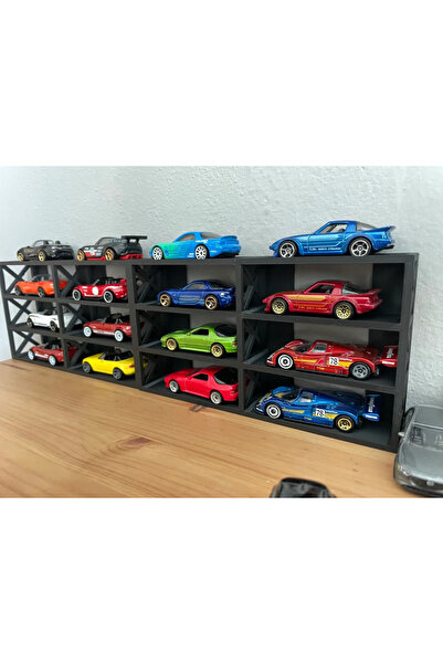 MSD DESİGN 1/64 Ölçekli Arabalar için Araba HW STAND  16 ADET KAPASİTELİ SİYAH (ARAÇLAR SETE DAHİL DEĞİLDİR)