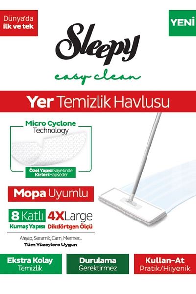 Sleepy Surface Floor Cleaning Towel, 4 XL 8 Layers,3 Pack,Durable Special Packaging