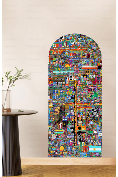 KanvasSepeti Kendiliğinden Yapışkanlı Kalın Kanvas Dokulu Dekoratif Bohem Art...