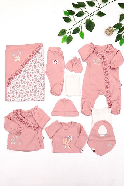 Sitilin 10-Piece Ruffle Baby Girl Newborn Hospital Exit - STL6671