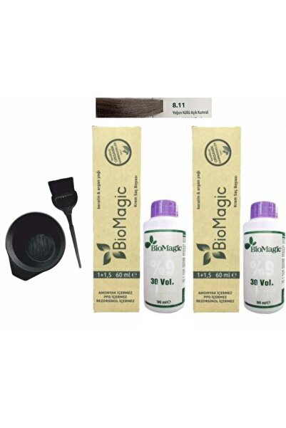 BIOMAGIC Organik Keratin+argan Yağlı S.boyası 8.11 /60ml X2 Adet+oksidan 90ml+boyama Seti