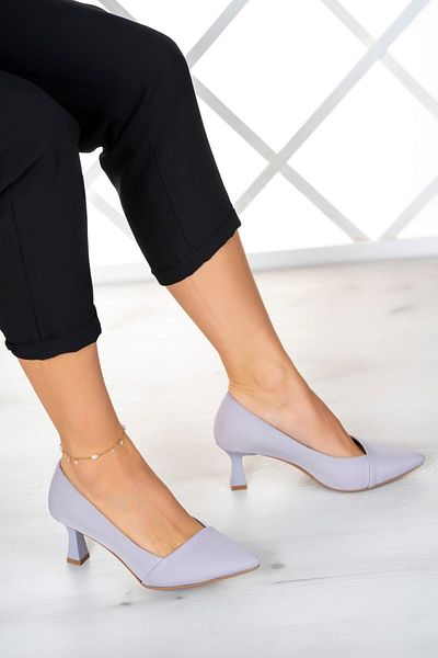 Erkan Saçmacı Laura Plus Pantofi de Seara Crepon Gri 6 cm