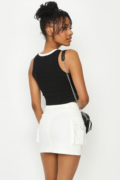 Select Moda Γυναικεία Μίνι Φούστα White Cargo με τσέπες