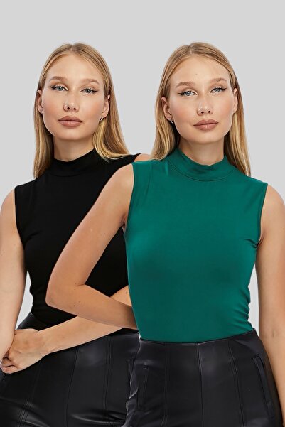 LAENT Body fără mâneci Black Emerald - Pachet de 2 pentru femei