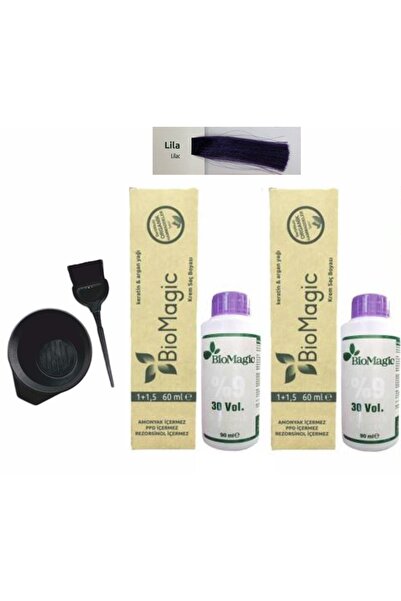 BIOMAGIC Organik Keratin+argan Yağlı Saç Boyası Lila 60ml X2 Adet+oksidan 90ml+boyama Seti