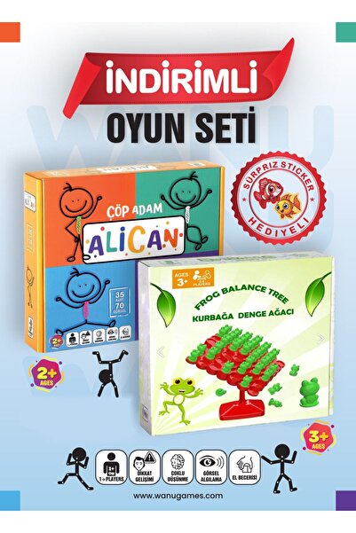 Wanu Games Çöp Adam Alican ve Kurbağa Denge Oyunu Frog Balance Set