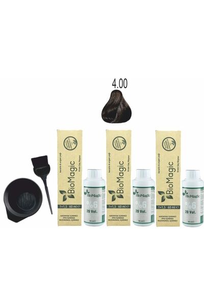 BIOMAGIC Organik Keratin+argan'lı Saç Boyası 4.00 Kahve 60ml X3 Adet+oksidan ...