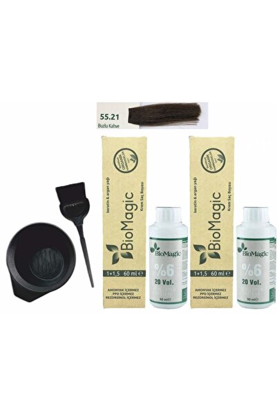 BIOMAGIC Organik Keratin+argan Yağlı S.boyası 55.21 /60ml X2 Adet+oksidan 90ml+boyama Seti