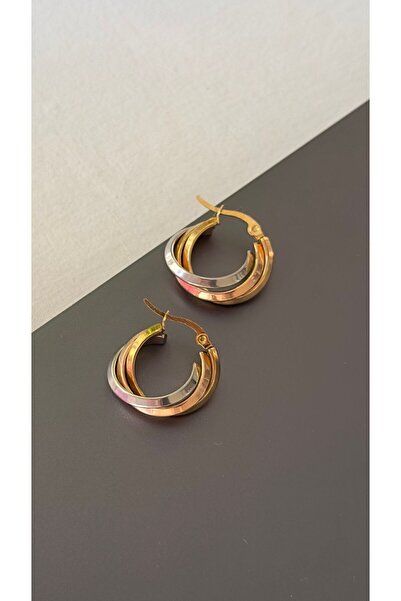 Opia JEWELRY - Bold Model Çelik Mix Halka Küpe