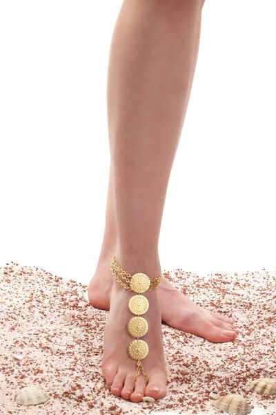 LABALABA Kadın Mat Altın Kaplama Zincirli Model Etnik Motifli Tasarım Ayak Şahmeranı