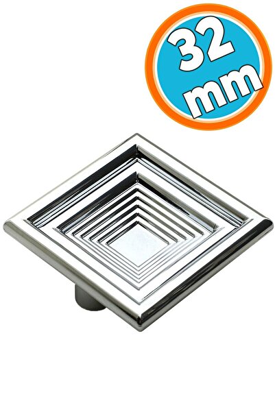 NZB Çekmece Mutfak Kapak Dolap Kulpu Kulbu 32 mm Krom Kare Sert Plastik Kulp