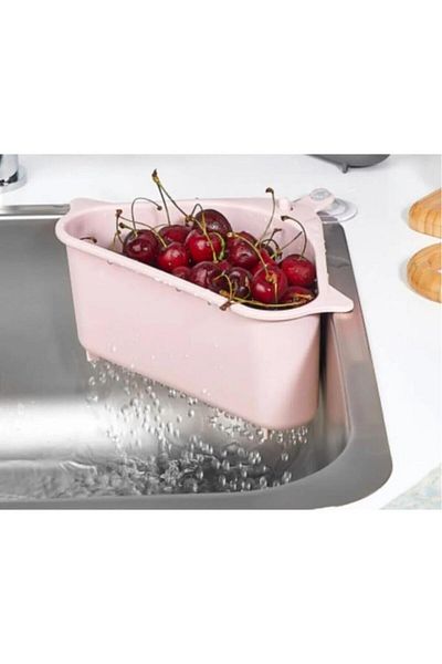 Tiesa Home Pink 1 Piece Plastic Triangle Suction Cup Sink Sink Strainer Garbage