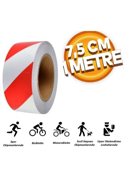 NZB Reflektörlü Fosforlu Şerit Bant 7.5 Cm 1 Metre Ikaz Bandı
