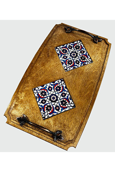 Çini Evi Wooden Tray - Vegetable Motif