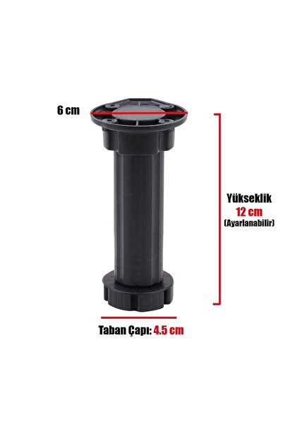 NZB Mobilya Dolap Ünite Tezgah Ayağı Ayarlı Siyah Ayak 12 Cm