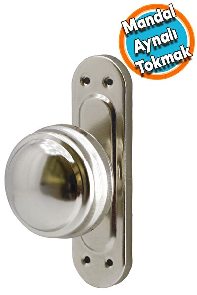 NZB Mandal Aynalı Kapı Tokmağı Topuzu Çekme Kolu Metal Tokmak Nikel