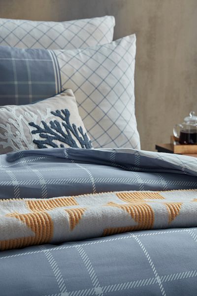 Doqu Home Set cuvertură de pilota dublă din poli bumbac Vogy Blue