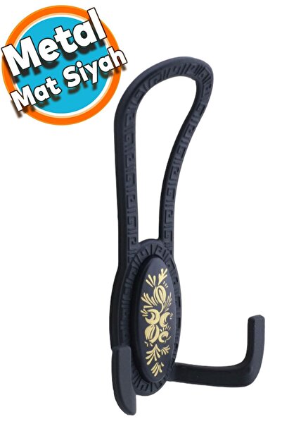 NZB Mobilya Portmanto Vestiyer Duvar Banyo Askısı Metal Dolap Elbise Askılığı Mat Siyah Desenli