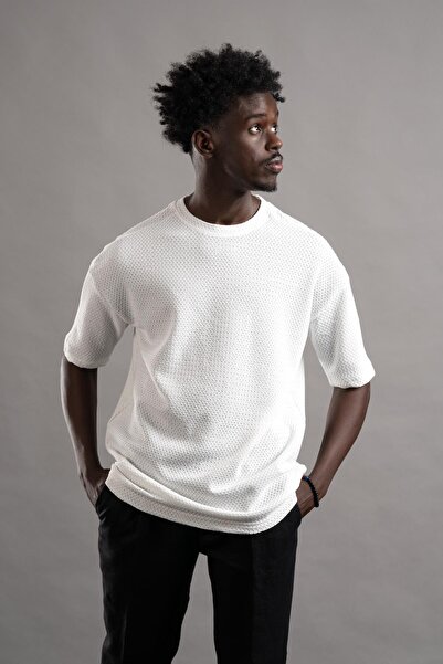 AKÇAYLAR Μπλουζάκι με κοντό μανίκι με πλεκτό λύκρα Oversize Crew Neck