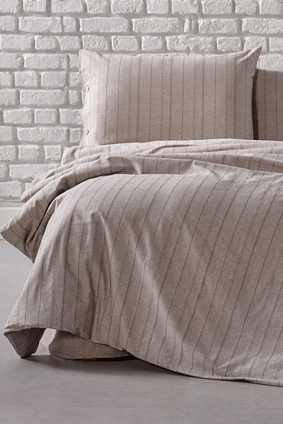 Doqu Home Комплект завивка Mabel за единична завивка, боядисана в прежда, кафяв