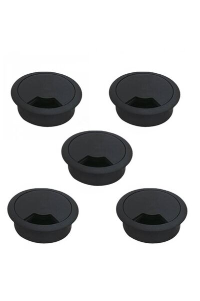 NZB 5 Adet Masa Üstü Kablo Kanalı Deliği Kapağı Siyah Masa Kapağı 6cm