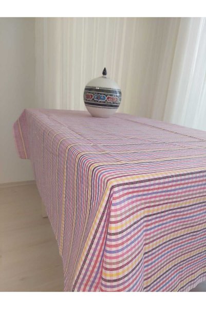 LilaMOON مفرش طاولة قطني مربعات متعدد الألوان (170 × 170)
