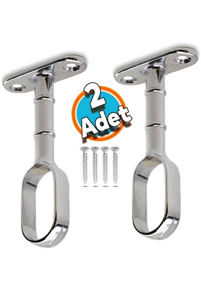 NZB Mobilya Askı Flanşı Açık Ağız Oval Dolap Elbise Askı Aparatı Boru Tutucu (2 Adet)