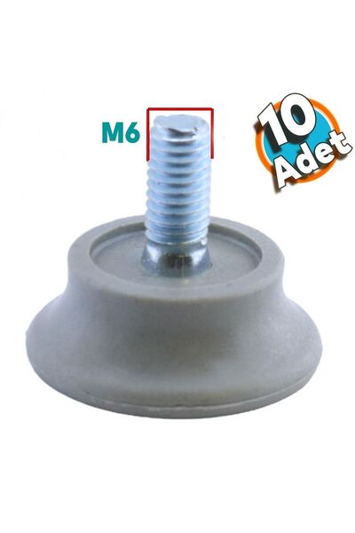 NZB Bingo Rotil Ayak M6 Civatalı Mm Gri Profil Yükseltme Ayağı 2.5 Cm (10 Adet)