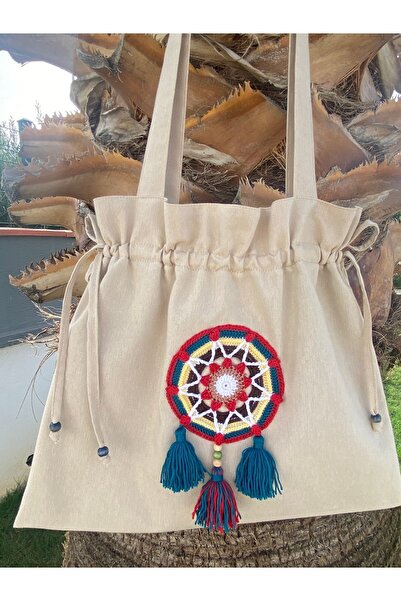 Handream Red Star Mandala Drawstring Tote Shoulder Bag