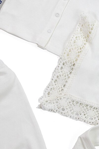 Sitilin 5-Piece Lace Natural Cotton Baby Girl Bodysuit Set - Luxury Hospital Exit STL6674