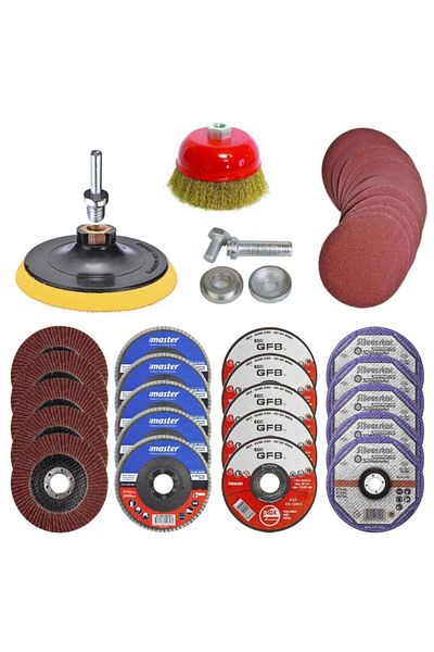 NZB Angle Grinder Hook and Loop Sanding Metal Cutter Disc Brush Set 40 Pieces