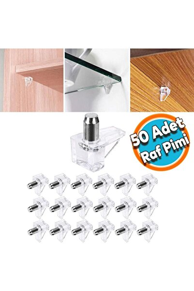 NZB Raf Pimi Şeffaf Cam Ahşap Metal Raf Tutucu Çivisi Mobilya Dolap Pimi (50 ...