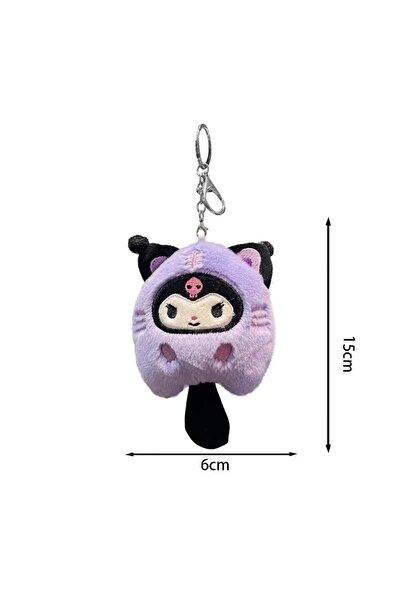 Meyra Accessories Sanrio kawaii kuromi peluş anahtarlık mor kuromi çanta aksesuari hediyelik sevimli anahtarlık