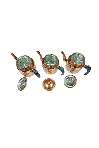 SAFİR ÇAY KAZANLARI Sapphire Copper Coffee Pot 3 Pieces - Best Quality for Tea Boiler