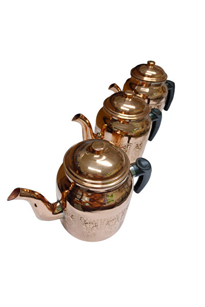 SAFİR ÇAY KAZANLARI Sapphire Copper Coffee Pot 3 Pieces - Best Quality for Tea Boiler