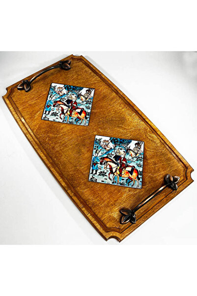 Çini Evi Wooden Tray - Hunting Scene