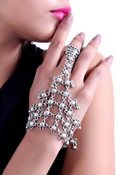 LABALABA Kadın Antik Gümüş Kaplama Kişniş Model Ayarlanabilir Yüzük Detaylı  Şahmeran