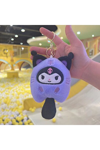 Meyra Accessories Sanrio kawaii kuromi peluş anahtarlık mor kuromi çanta aksesuari hediyelik sevimli anahtarlık