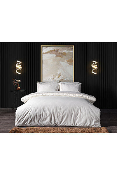 Doqu Home Zelda Embroidered Double Duvet Cover Set - Powder