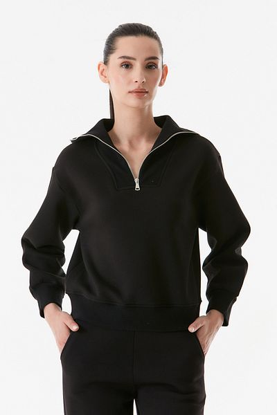 Fulla Moda Stand Collar Basic Sweatshirt