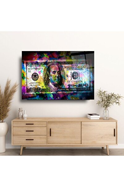 TAULART Neon Renkli Dolar Uv Baskılı Kırılmaz Cam Tablo, Ev Ve Ofis Yüksek Çözünürlüklü 4mm Cam Tablo