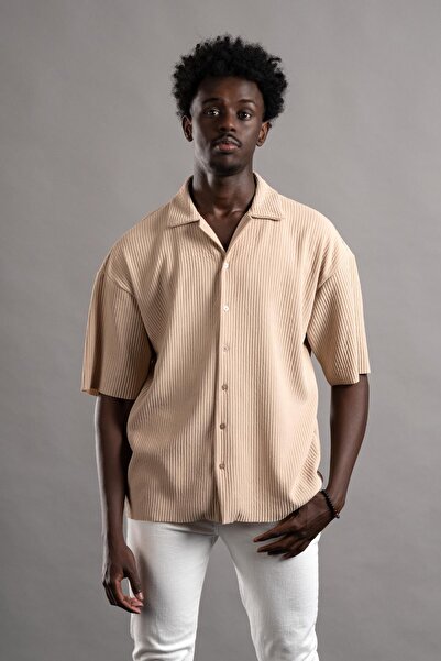 AKÇAYLAR Κοντομάνικο πουκάμισο με ραβδώσεις Lycra Oversize