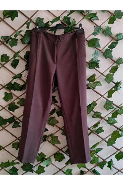 Çınar boutique Büyük Beden Kumaş Pantolon-Kahverengi - 48